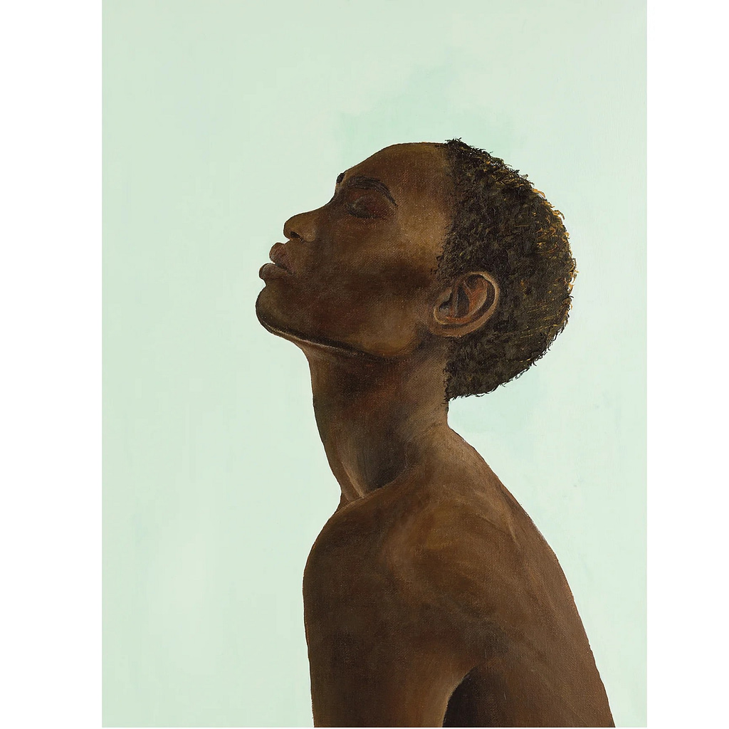 Painting of a black man leaning his head back painted by artist Karla Vitoria Christ