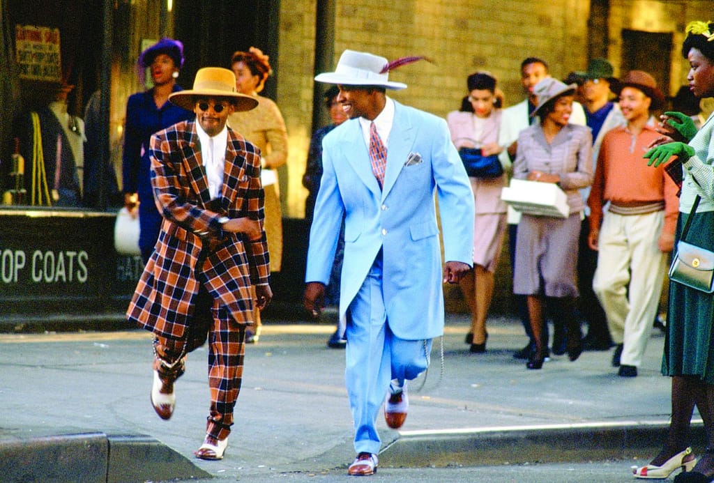 Clip of the film Malcolm X with Denzel Washington and Friend wearing the Zoot Suit