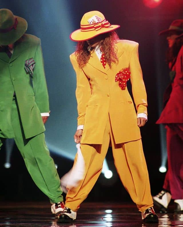Janet Jackson wearing yellow Zoot Suit 