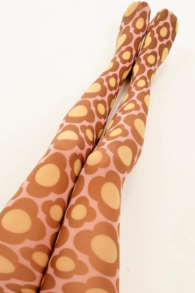 Floral 70s fashion tights by Lucy and Yak
