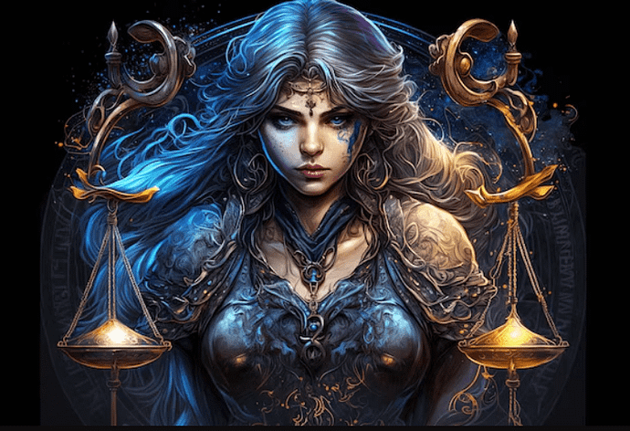 Art work of zodiac sign Libra woman with scales