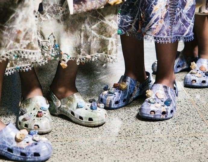 Photo of crocs embedded with healing crystals