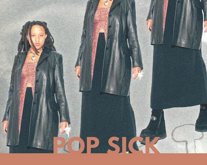 Image of model wearing Pop Sick Fashion, woman is repeated 3 times