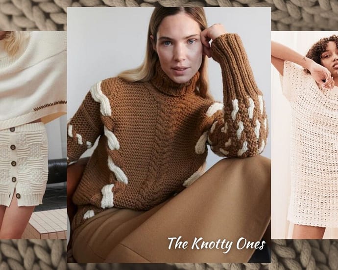 image with 3 images of models wearing knitwear from sustainable fashion brand The Knotty Ones