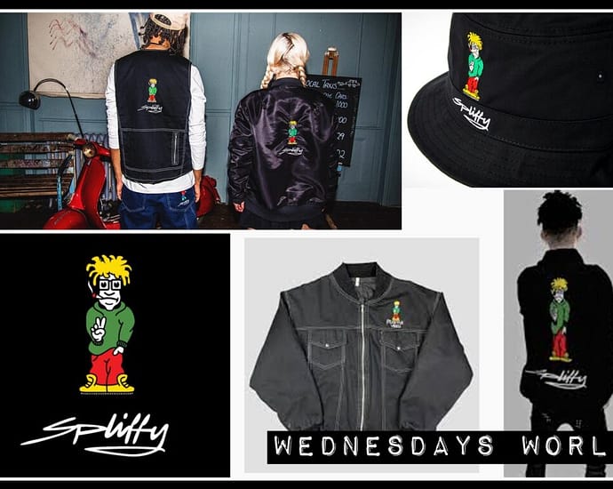 Pictures of popular 90s Brand Spliffy. Spliffy was a cartoon man in bright colours smoking a Splif.