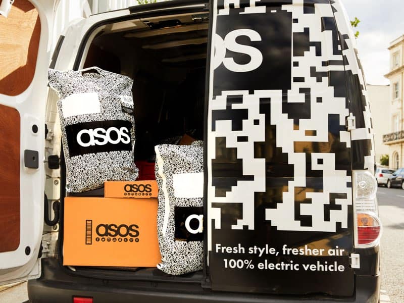 Asos Van with packages the image asks how sustainable is ASOS