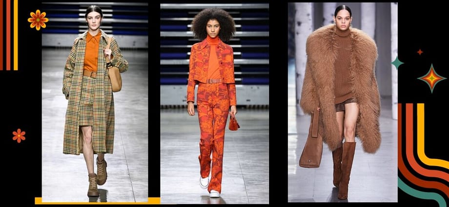 Image showing 3 models wearing 70s inspired fashion in 2023 fashion week - New 70s Fashion Trend