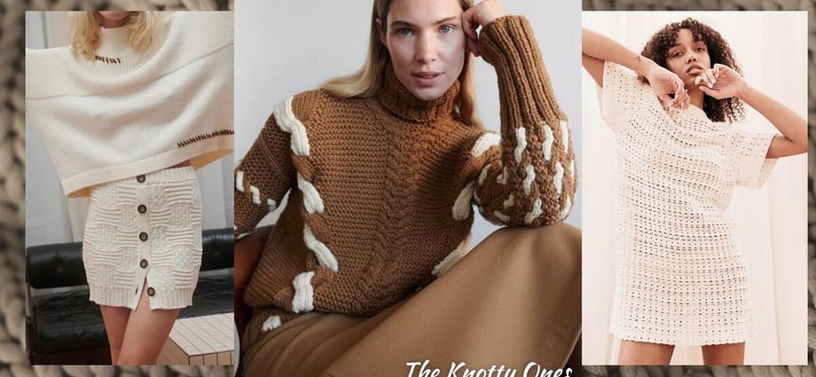 image with 3 images of models wearing knitwear from sustainable fashion brand The Knotty Ones