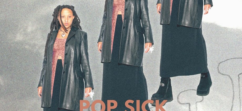 Image of model wearing Pop Sick Fashion, woman is repeated 3 times